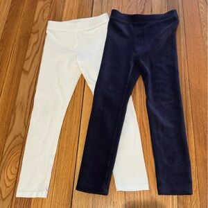 Crewcuts set of 2 leggings white and dark blue velvet girls 6x Leggings